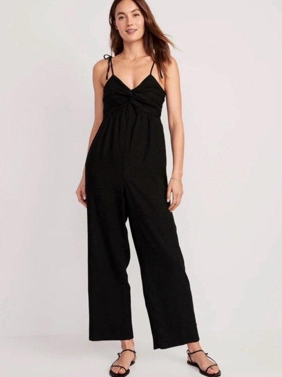 Old Navy Pants - Old Navy Black Tie Shoulder Jumpsuit
